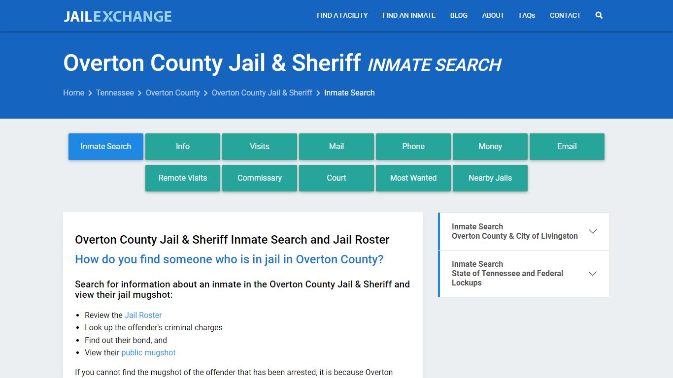 Overton County Jail & Sheriff Inmate Search - Jail Exchange