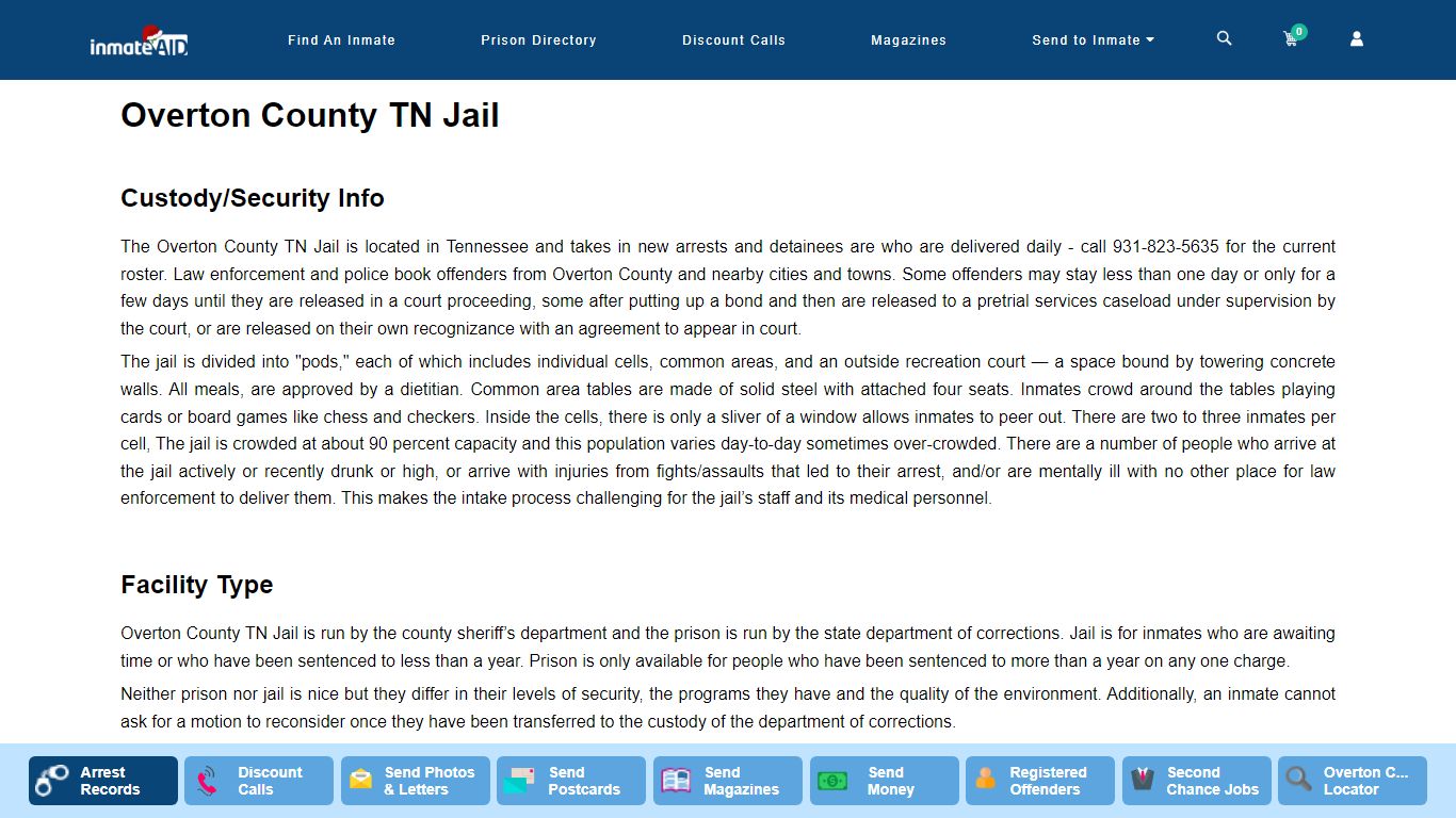 Overton County TN Jail - InmateAid
